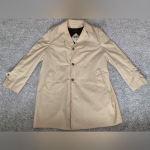 Vtg Jack Nicklaus By GlenEagles Sherpa Khaki Faux Fur Lined Trench Coat Mens 44L